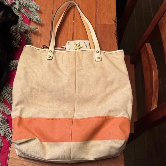 Coach Beige and Orange Tote with Beach Ball Design - Picture 3 of 7